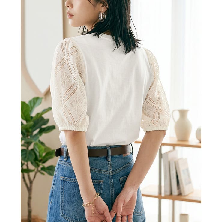可愛さと上品さの絶妙バランス。レースパフ袖Tシャツ tシャツ カットソー | HAPPY急便 by VERITA.JP | 詳細画像13 