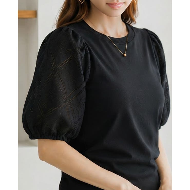 可愛さと上品さの絶妙バランス。レースパフ袖Tシャツ tシャツ カットソー | HAPPY急便 by VERITA.JP | 詳細画像7 