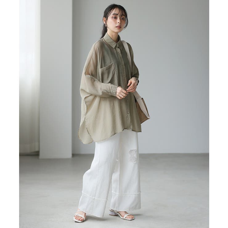 上品な大人の透け感。シアードルマンシャツ ブラウス シャツ 上品な大人の透け感。シアードルマンシャツ ブラウス シャツ