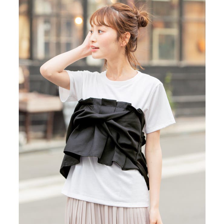 ブラック | 女らしいメリハリをつくる。ビスチェドッキングTシャツ tシャツ カットソー | HAPPY急便 by VERITA.JP