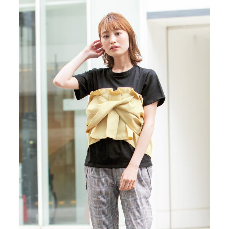 ライトベージュ | 女らしいメリハリをつくる。ビスチェドッキングTシャツ tシャツ カットソー | HAPPY急便 by VERITA.JP