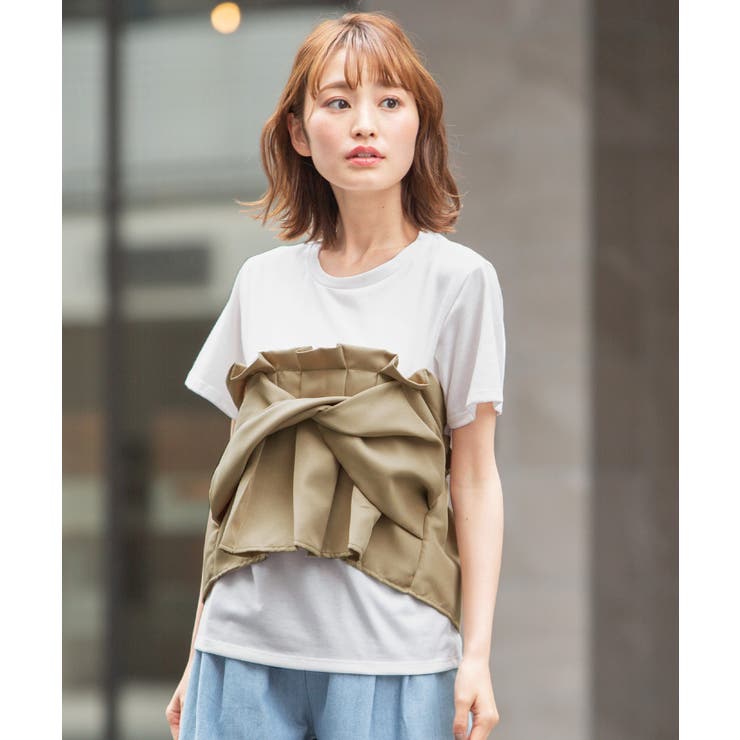 ベージュ | 女らしいメリハリをつくる。ビスチェドッキングTシャツ tシャツ カットソー | HAPPY急便 by VERITA.JP