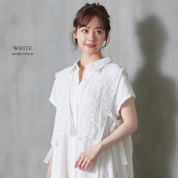 レースを重ねる。エンブロイダリーレースベスト ベスト レース[品番