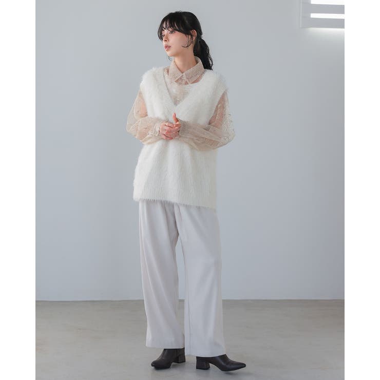 花と透け感、心地よく重ねて。チュール花柄刺繍オーバーサイズシャツ ブラウス 刺繍 | HAPPY急便 by VERITA.JP | 詳細画像13 