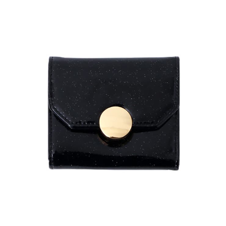 キラキラ様　ブラック三つ折り財布 ピソラロ Pisoraro スタージェリーフラグメントケース 薄型財布 スリム