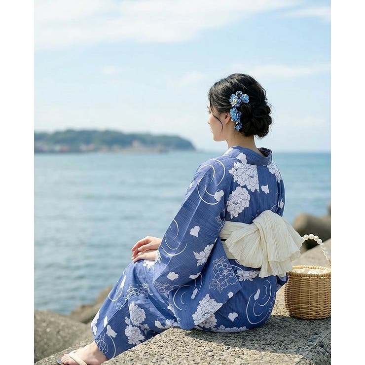涼を感じる綿麻仕立て上がり浴衣2点セット（浴衣+兵児帯） 浴衣 浴衣セット | HAPPY急便 by VERITA.JP | 詳細画像14 