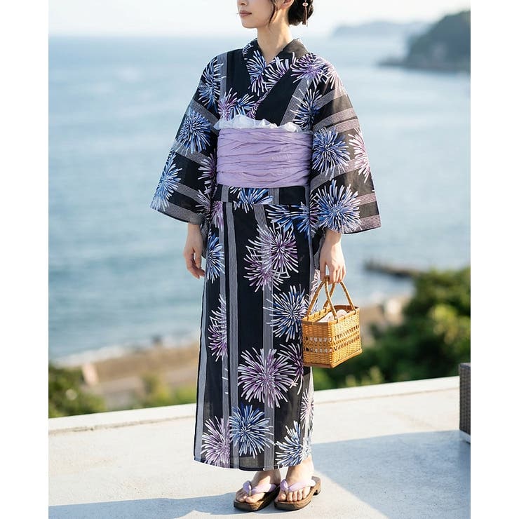 簡単！1人で着れる綿 変わり織生地 セパレート浴衣2点セット（二部式浴衣+帯） | HAPPY急便 by VERITA.JP | 詳細画像10 