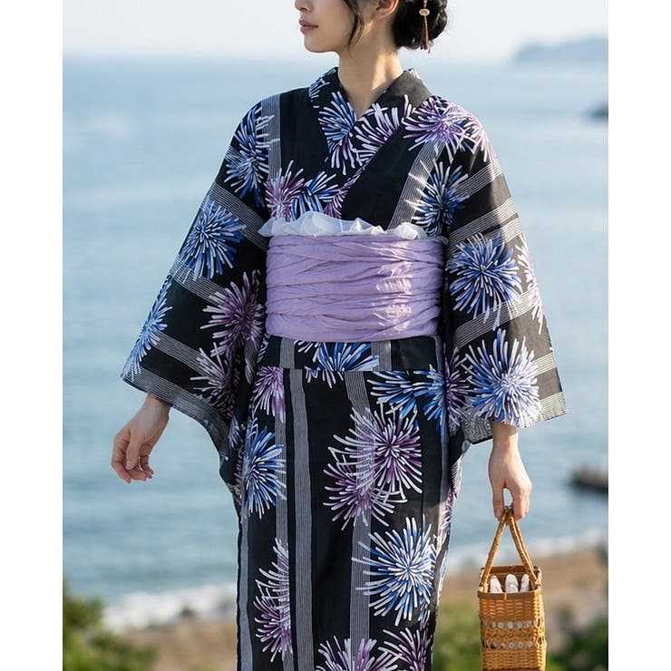 簡単！1人で着れる綿 変わり織生地 セパレート浴衣2点セット（二部式浴衣+帯） | HAPPY急便 by VERITA.JP | 詳細画像11 