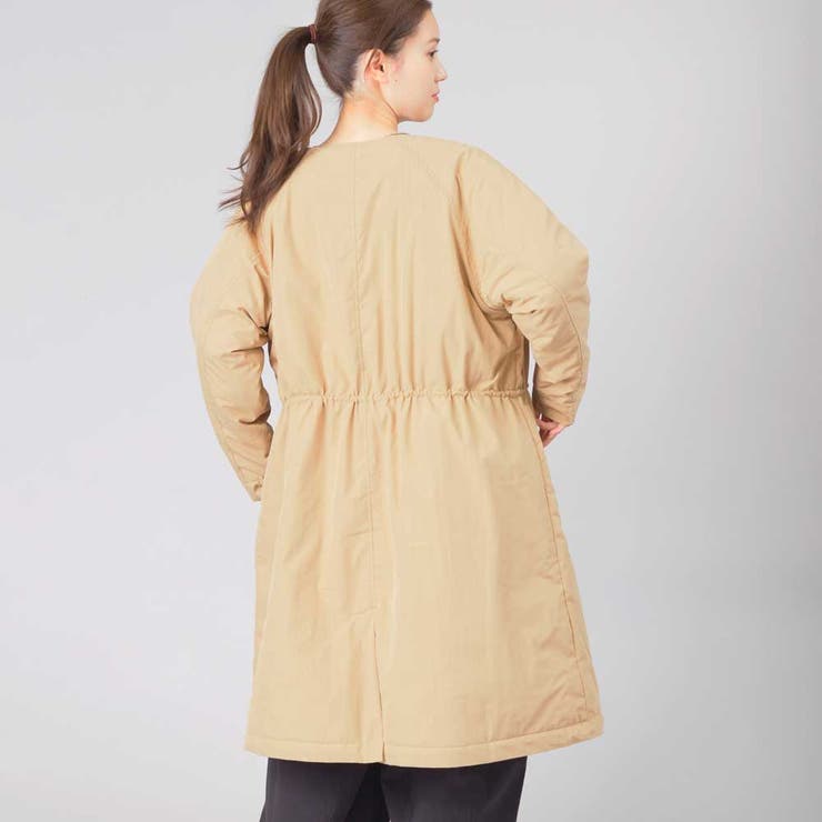 【OMNES】コットンナイロンノーカラー中綿ロングコート[品番：HPTW0000061]｜haptic（ハプティック）のレディースファッション