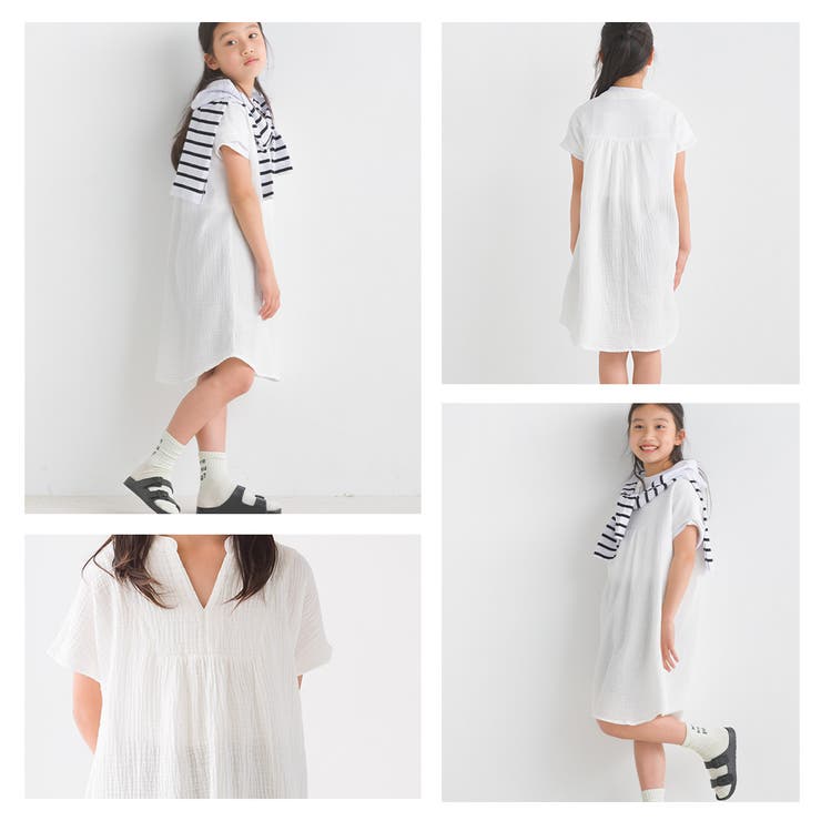 OMNES】キッズ ダブルガーゼフレンチスリーブワンピース[品番 OMNES】キッズ ダブルガーゼフレンチスリーブワンピース[品番