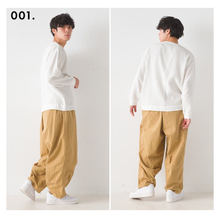 OMNES】メンズダブルガーゼポケット付き長袖Tシャツ[品番