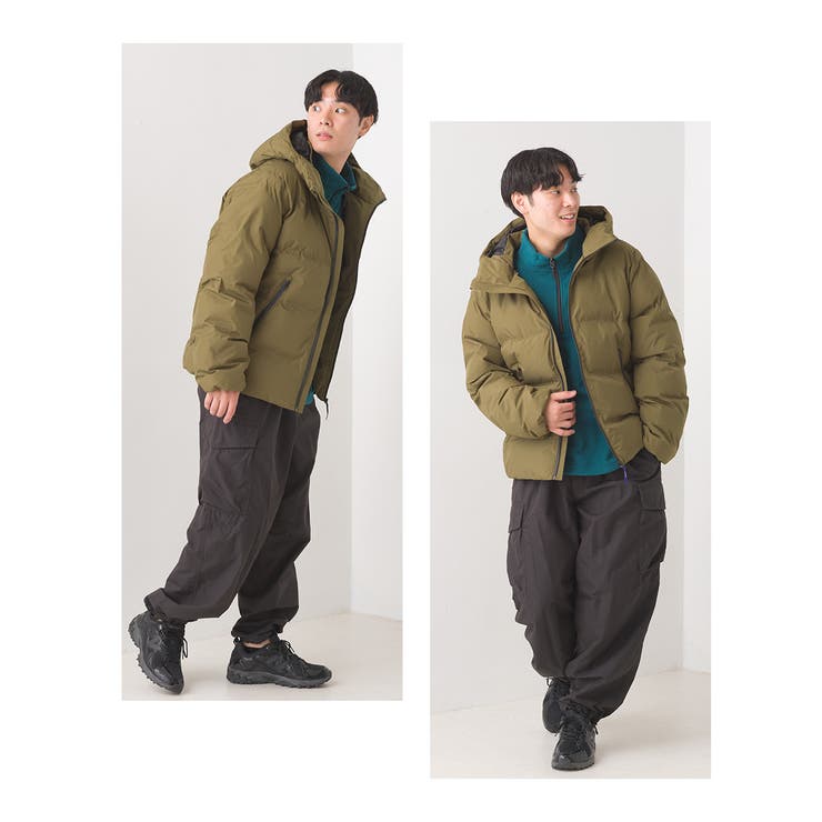 【OMNES】メンズ撥水加工シームレスファイバーダウンブルゾン