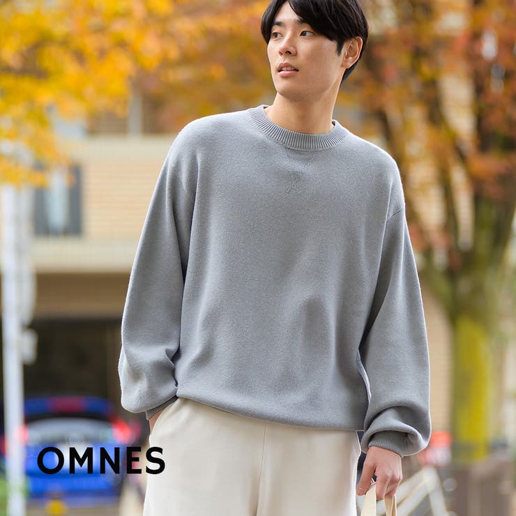 【良好品】 OMNES】メンズ スウェットライクニットプルオーバー[品番 トップス