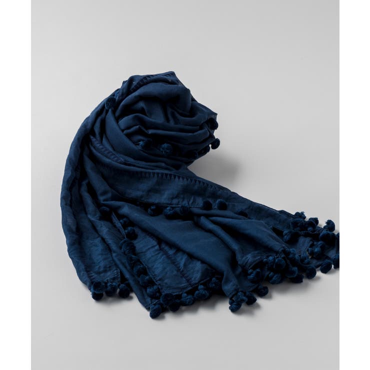 コムコム ポンポン付き❣️Knit大判ストールBLACK 8056000207286_2.jpg?v=