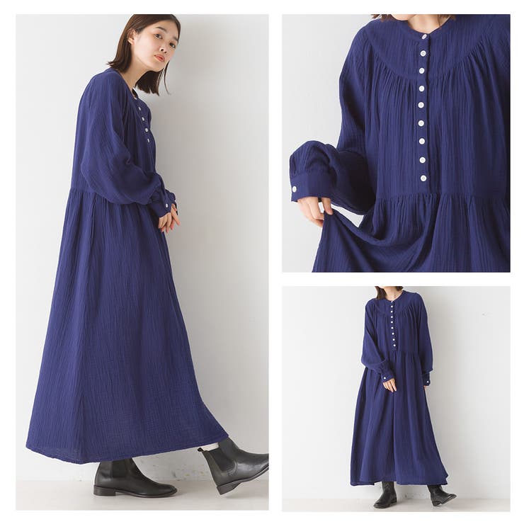 サンメルabピンク系*多ボタン胸下ギャザー袖タックワンピース　麻 1059 大きい胸専用】ウエストタック半袖レースドルマンワンピース