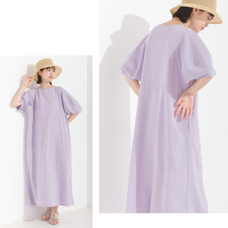 OMNES】アムンゼン(梨地) ランタンスリーブワンピース半袖[品番