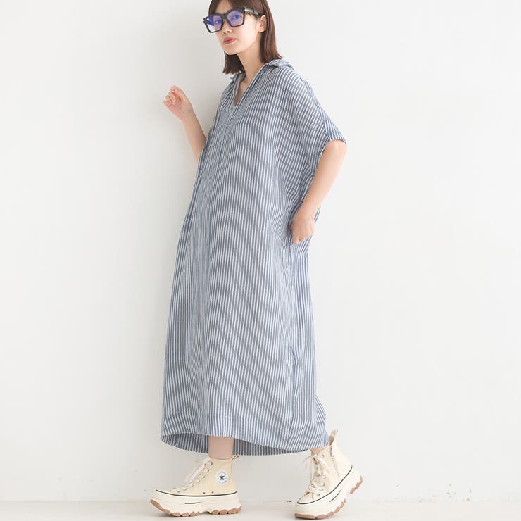 ●新着●ダブルガーゼ 半袖シャツワンピースとターバンセット sisam｜ツクシシシュウシャツワンピース【ダブルガーゼ