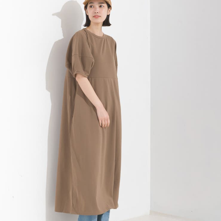 OMNES】アムンゼン(梨地) ランタンスリーブワンピース半袖[品番