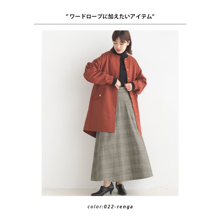 OMNES】撥水加工フィッシュテール ノーカラーコート[品番 OMNES】撥水加工フィッシュテール ノーカラーコート[品番