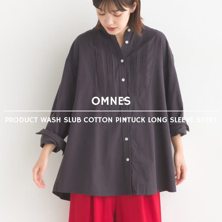 【OMNES】製品洗いスラブコットンピンタック長袖シャツ | OMNES | 詳細画像1 