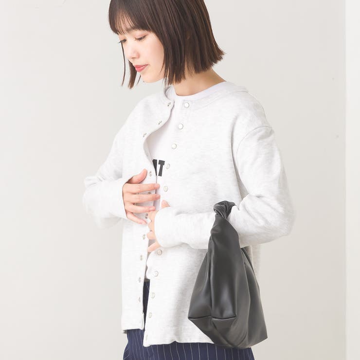 001-ホワイト | 【OMNES】裏毛スウェットパールドットカーディガン | OMNES