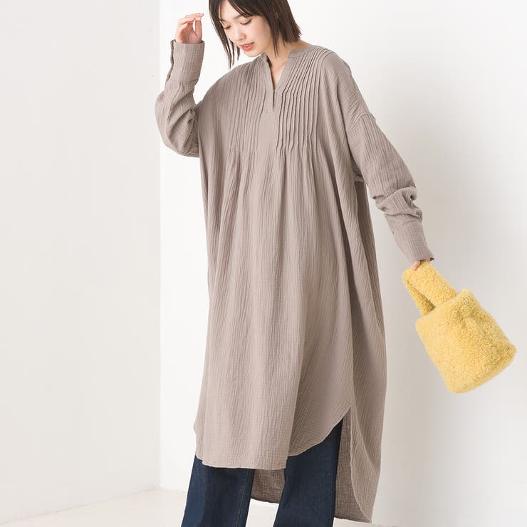 ponさまオーダー専用♡ダブルガーゼワンピース&起毛タータンバルーンワンピース♡ 前ボタンフレアダブルガーゼワンピースレディース 春秋冬
