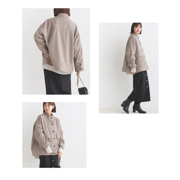 OMNES】フェイクウールヘリンボーンオーバーサイズショート