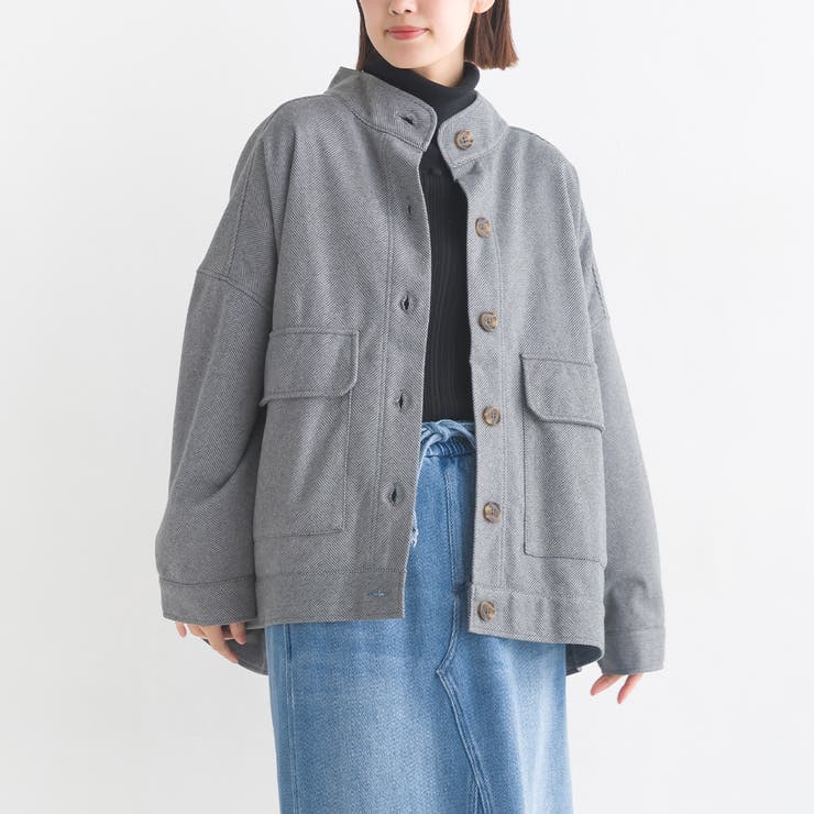 OMNES】フェイクウールヘリンボーンオーバーサイズショート