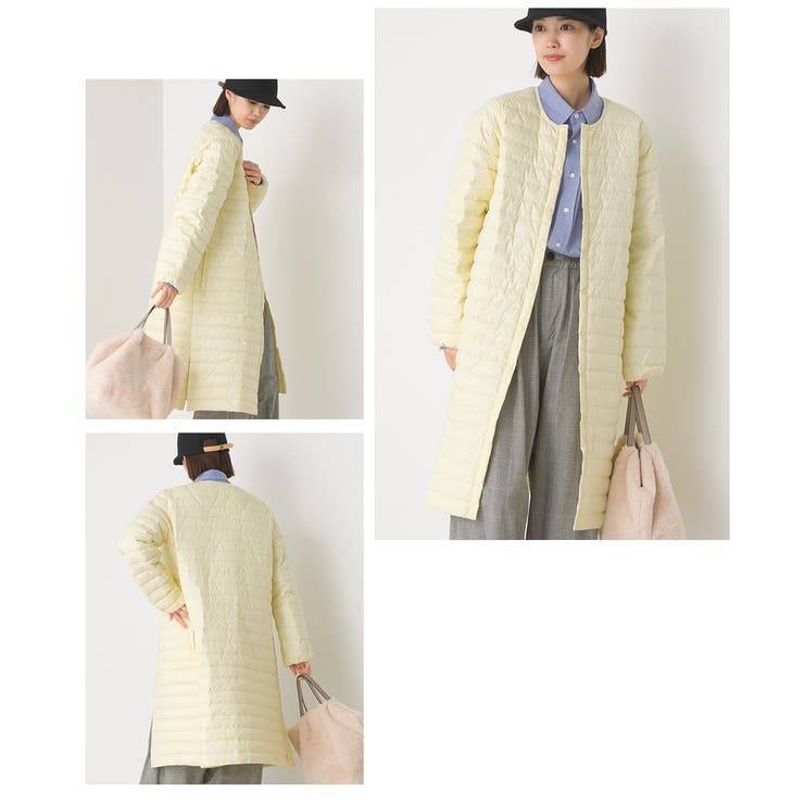 【OMNES】インナーダウン サイドジップロングジャケット