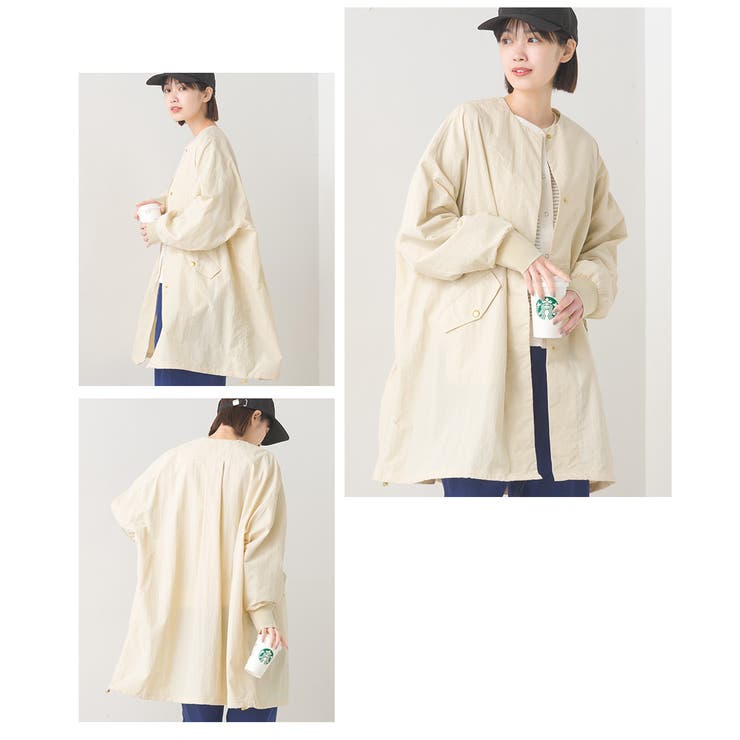 OMNES】撥水加工ナイロンノーカラー裾ドローコードブルゾン[品番 OMNES】撥水加工ナイロンノーカラー裾ドローコードブルゾン[品番