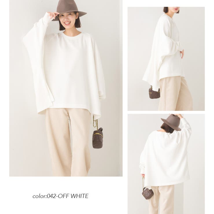 OMNES】ソフトダンボールニット ワイドシルエット長袖プル OMNES】ソフトダンボールニット ワイドシルエット長袖プル
