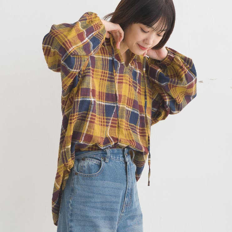 WEB限定 WARDROBE SMART】ドレープ バンドカラー スキッパーシャツ