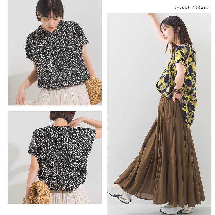 人気♪イエナ コットンテンセル ルーズシャツ フレンチスリーブ バンドカラー フレンチリネンコットンバンドカラーシャツ