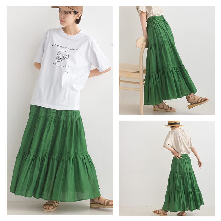 OMMO ロングスカート　正規品 楽天市場】タイプライタークロスマキシ丈スカート レディース