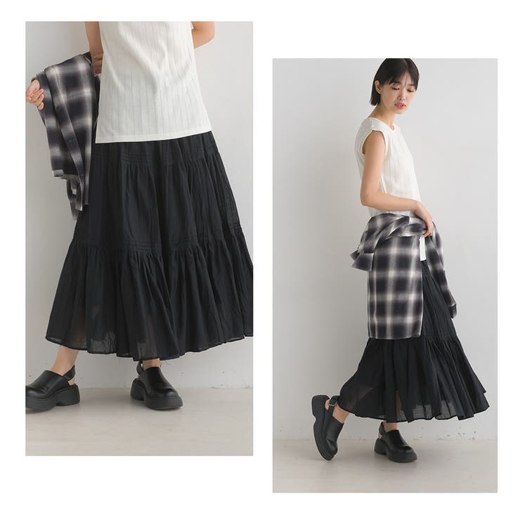 OMMO ロングスカート　正規品 Espina チェックプリーツスカート(ロング・マキシ丈スカート