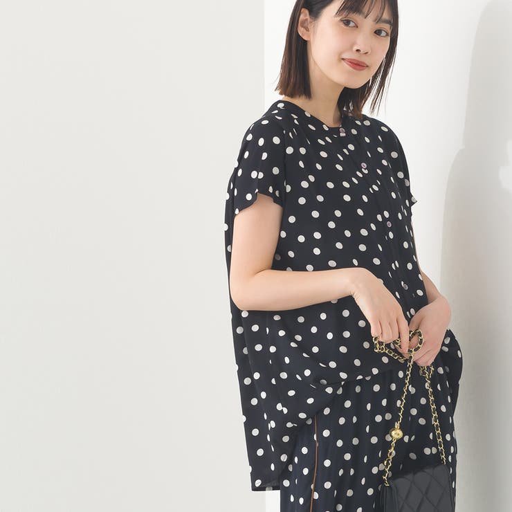 OMNES】レーヨンフレンチスリーブバンドカラーシャツ[品番