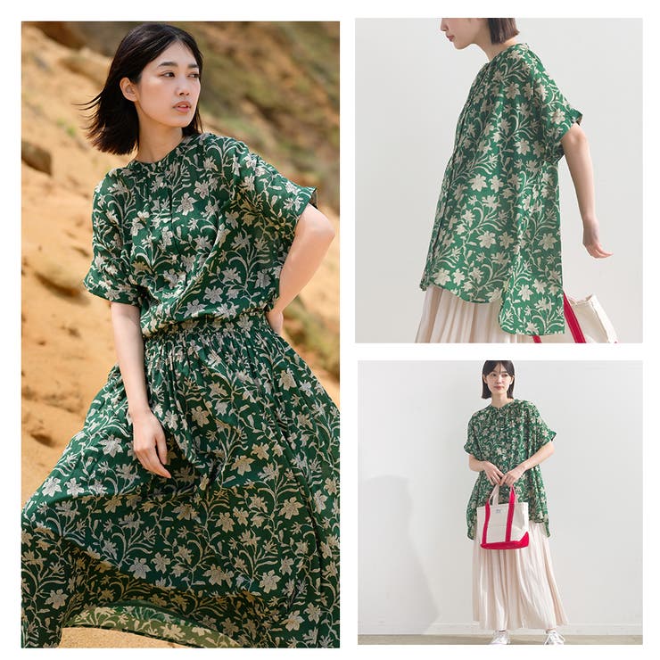 新品 omnes 花柄 コットンボイル シャツ & スカート おまとめ セット 新品 omnes 花柄 コットンボイル シャツ & スカート おまとめ セット