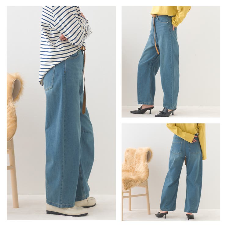 【OMNES】12oz ウォッシュ加工ハイウエストカーブデニムパンツ | OMNES | 詳細画像5 