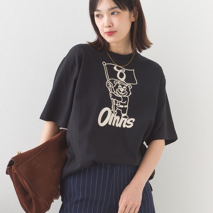 xoxome ロゴプリント オーバーサイズTシャツ OMNES】コットンロゴプリントオーバーサイズTシャツ ベアFLAG