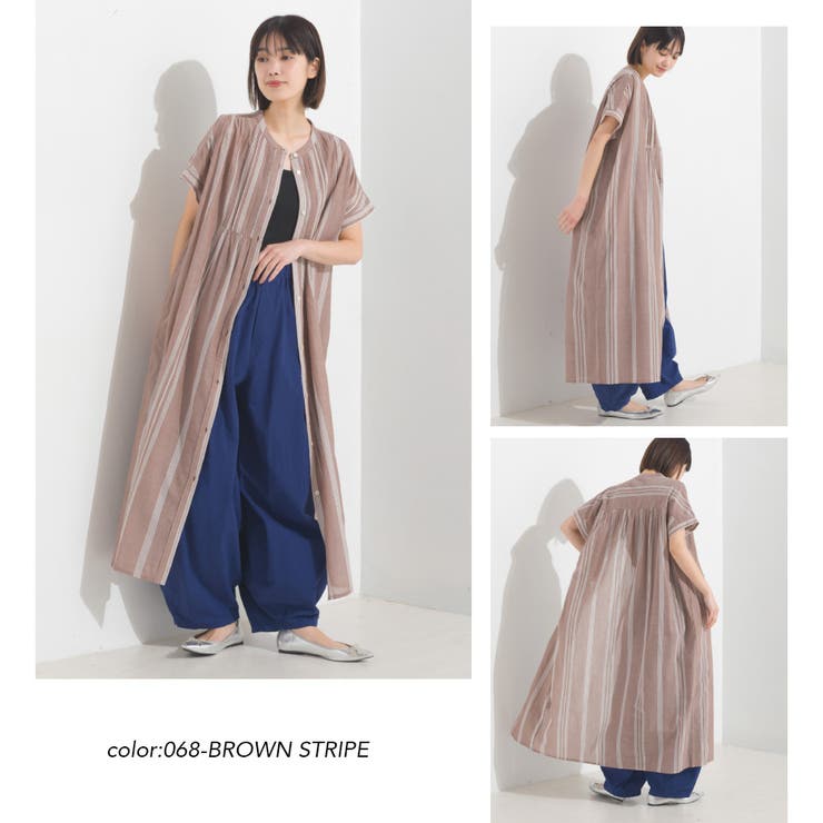 ⭐︎新品⭐︎ 45R コットンツイードのオーシャンワンピース　サイズ0（フリー） OMNES】コットンボイル ノースリーブティアードワンピース[品番