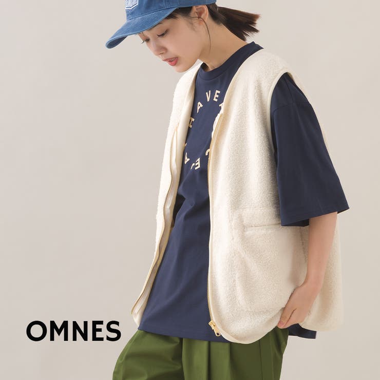 【OMNES】ボア深Vネックジップアップベスト | OMNES | 詳細画像1 