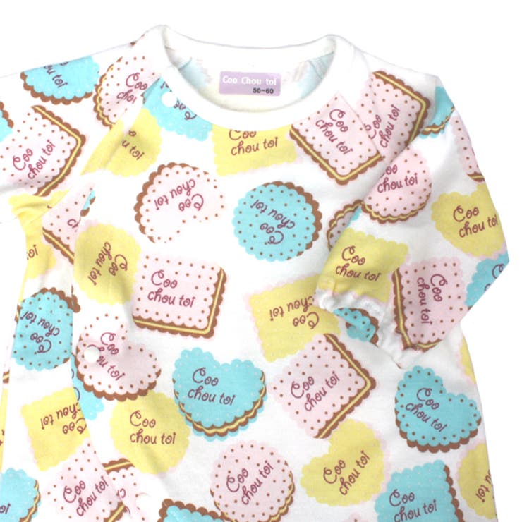 フィットオール クッキー柄  ロンパース　ベビー服 新生児　服　出産準備　カバーオール　ベビーロンパース　50cm　60cm　70cm