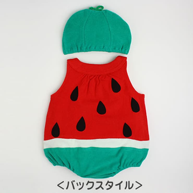 帽子付きスイカロンパス
