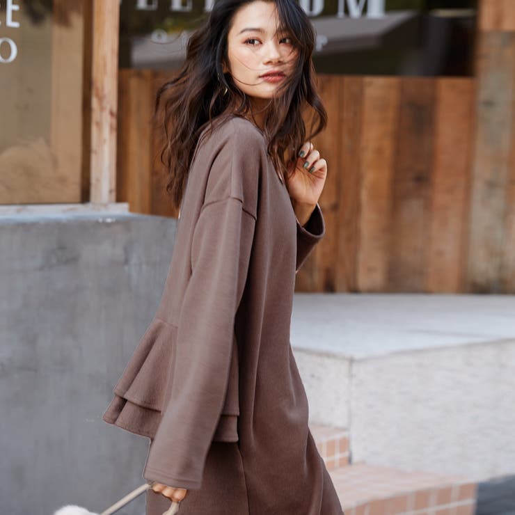 裏起毛 バックフリル ロングワンピース | HENANA  | 詳細画像34 