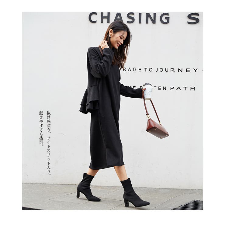 裏起毛 バックフリル ロングワンピース | HENANA  | 詳細画像25 