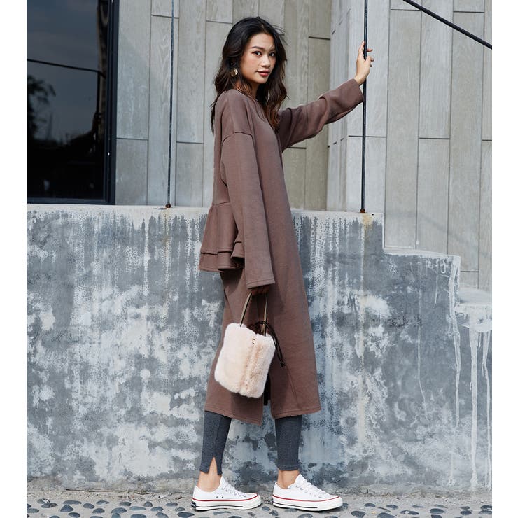 裏起毛 バックフリル ロングワンピース | HENANA  | 詳細画像29 