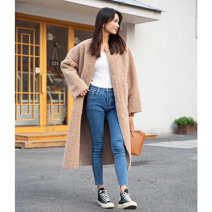 クルーネックボアコート ノーカラーコート レディースアパレル | HENANA  | 詳細画像30 