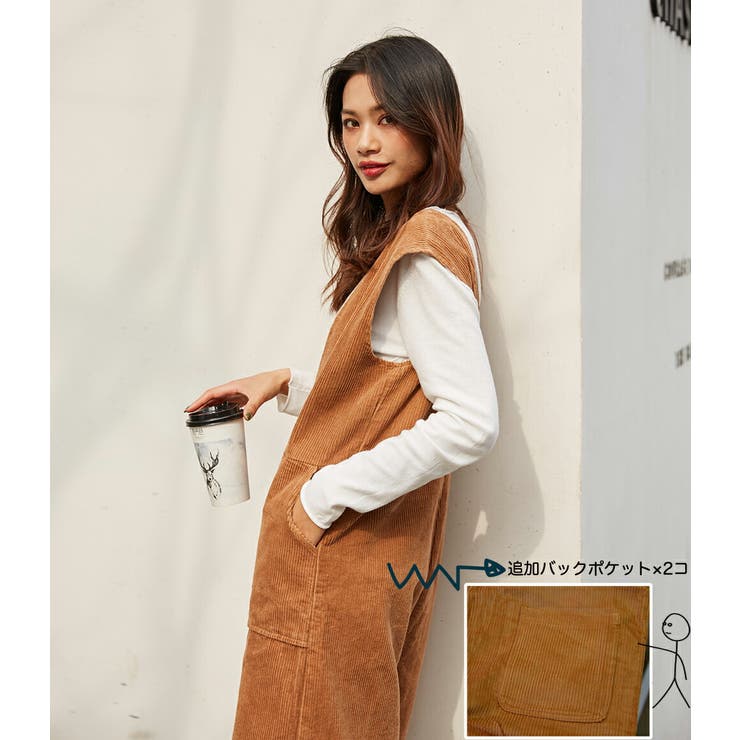 コーデュロイパンツ サロペット Vネック | HENANA  | 詳細画像14 