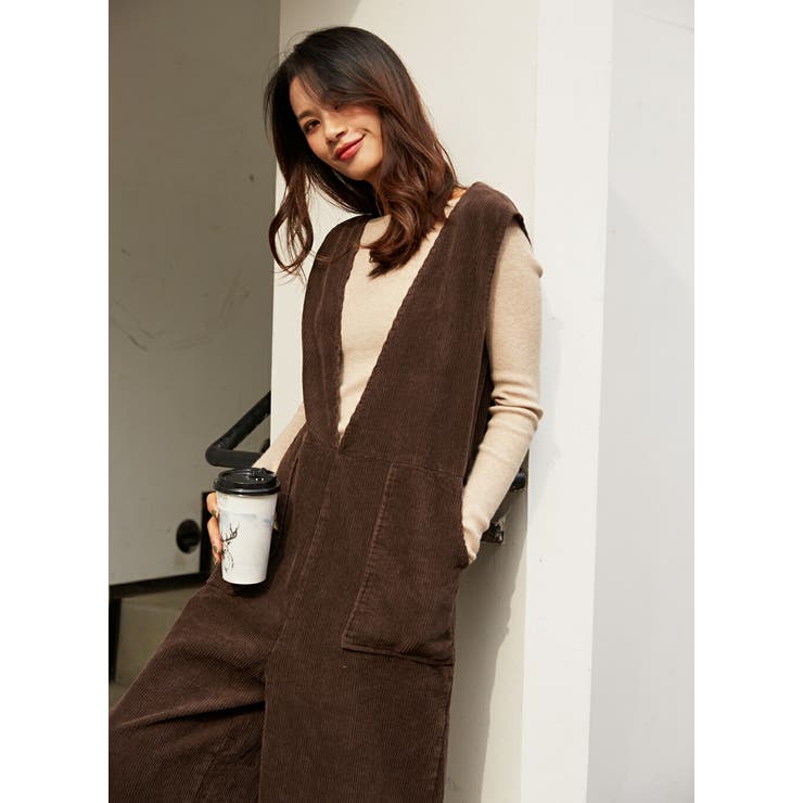 コーデュロイパンツ サロペット Vネック | HENANA  | 詳細画像18 