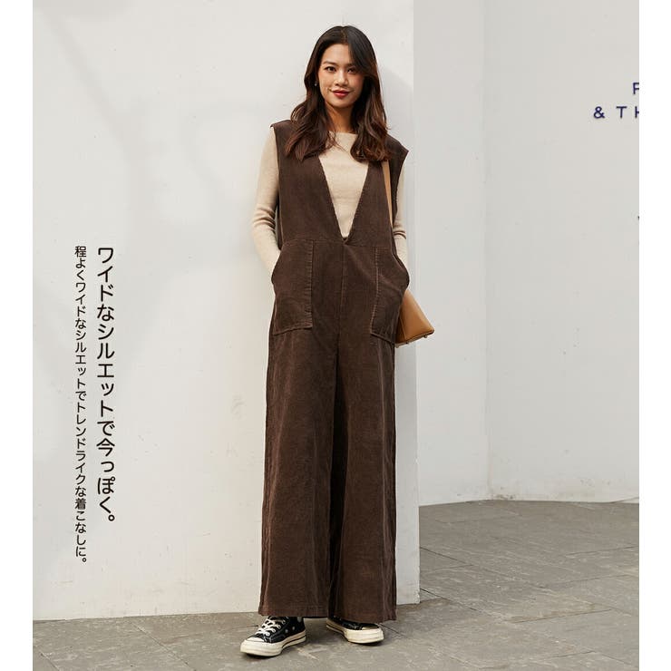 コーデュロイパンツ サロペット Vネック | HENANA  | 詳細画像19 